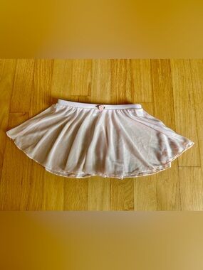 Danskin now Girls' Light Pink sheer Ballet Skirt with Rose Accent Sz 4/5 Xs